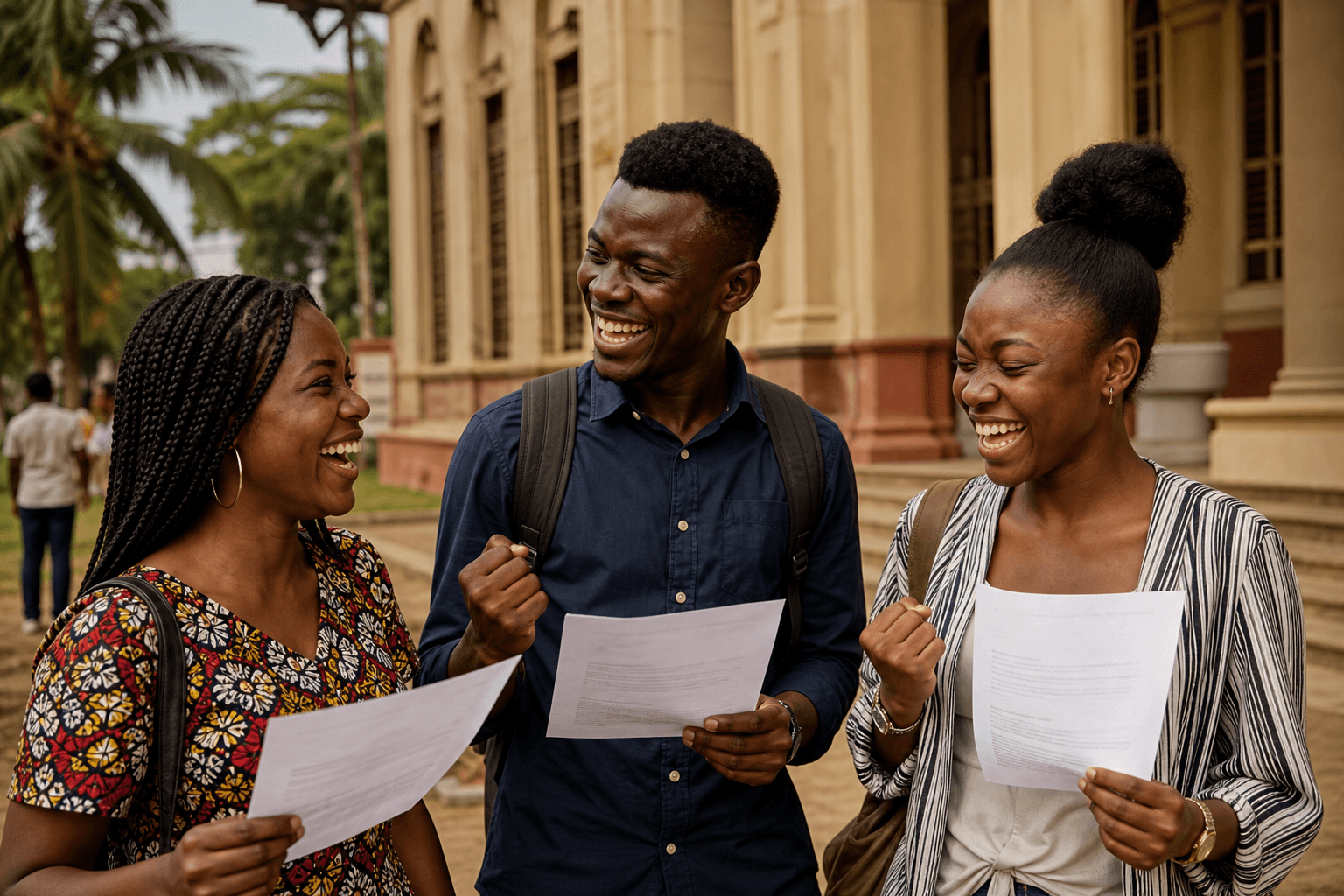 Étudiants célébrant leur acceptation universitaire